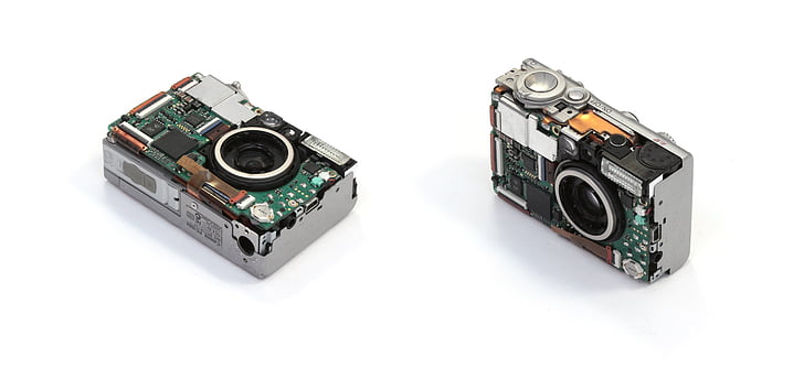 Canon ixus500, skaitmeninis, kamera, išmontuoti, per, lustas