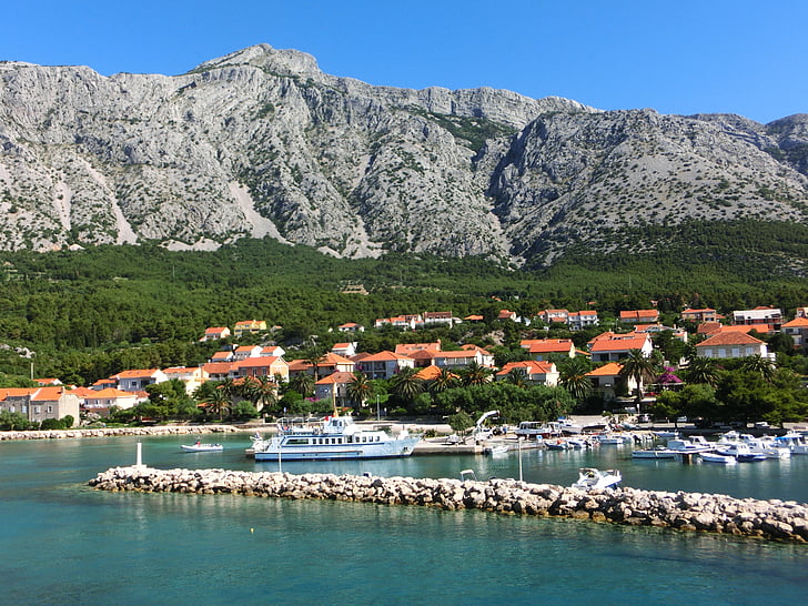 Dalmácia, Adriai-tenger, hegyi, halászati falu, orbenic, Mount saint elias