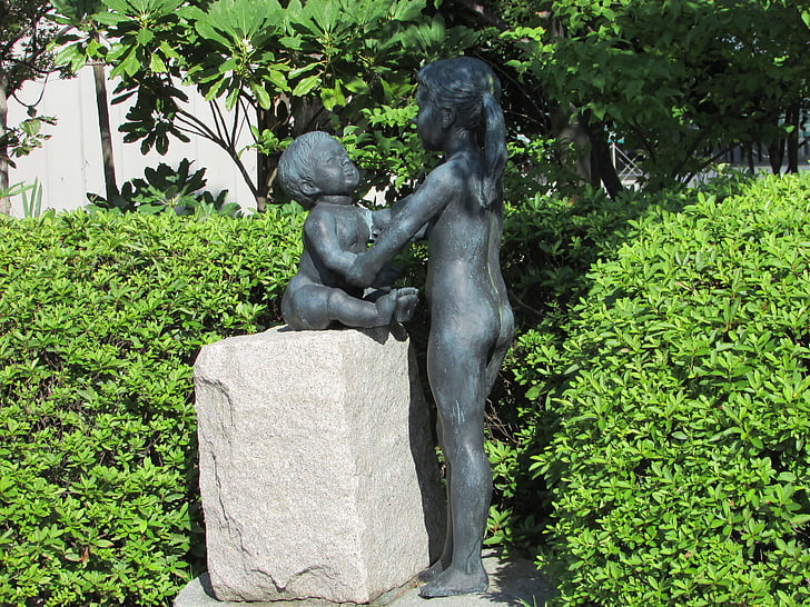 brothers, care, sculpture