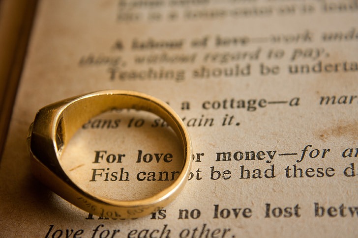 wedding ring, wedding, love or money, phrase, marriage