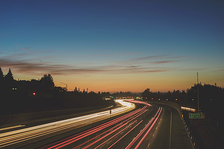 đường cao tốc, tốc độ, xe hơi, chuyển động, đèn chiếu sáng, giao thông vận tải, đường