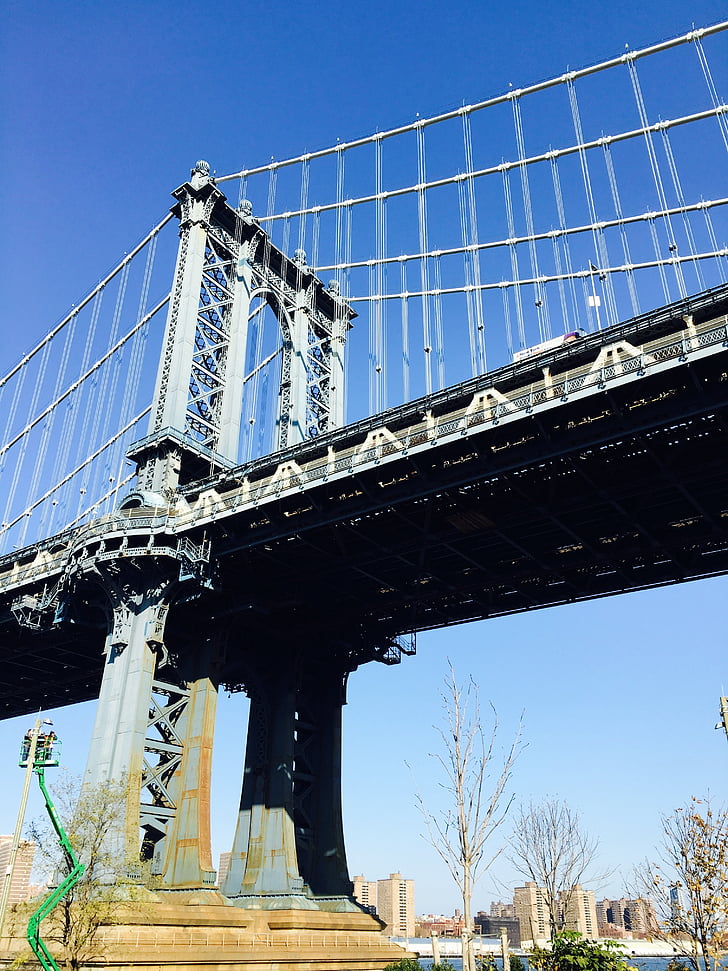 Bridge, Manhattan, landskab, vinter, Sky