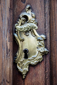 door handle, door, lock, iron, antique, door knocker, lion - feline