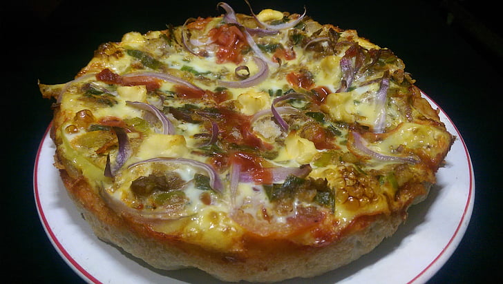 pizza, feito em casa, Tast, jantar, tomate, queijo, comida