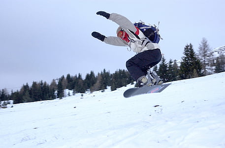 snowboarding, salju, musim dingin, pegunungan, menyenangkan, musim, dingin