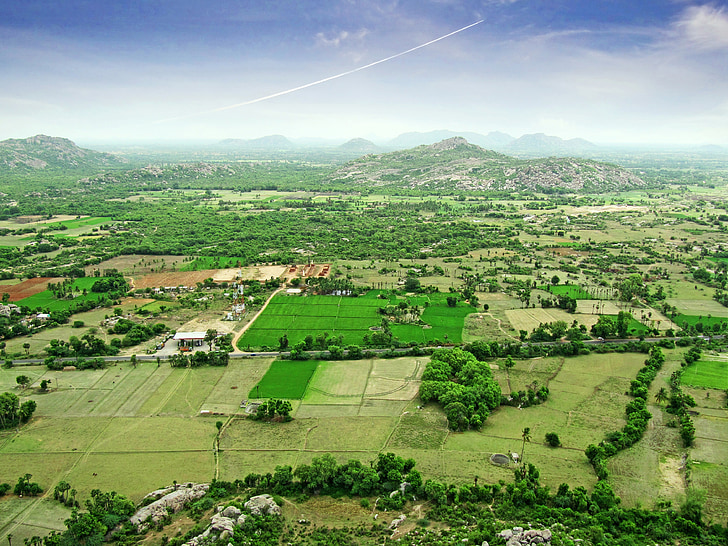 cảnh quan, Đông Ấn Độ, view cao, bề mặt, Ấn Độ, nông thôn, đất đai