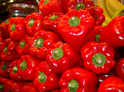 marked, paprika, grøntsager, rød, mad, sund, salg