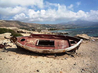 island, crete, mediterranean, nautical Vessel, sea, beach, coastline