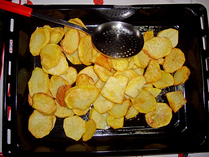 papas fritas al horno, patatas, alimentos