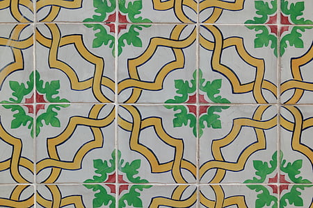 Portugalsko, keramické dlaždice, zeď, Krycí, pravidelné, vzor, více barevných