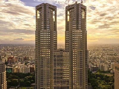 arranha-céus, Tóquio, Japão, paisagem urbana, moderna, Marco, Japonês