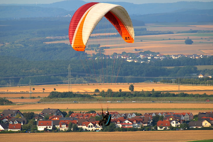 paraglider, landscape, fly, sport, leisure, hobby, nature