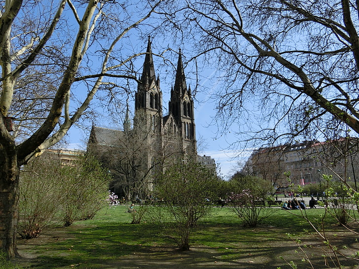 Praha, Nhà thờ, mùa xuân, công viên