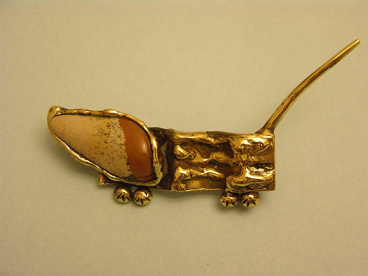 jewel, bronze, jasper, brooch, own product, dachshund