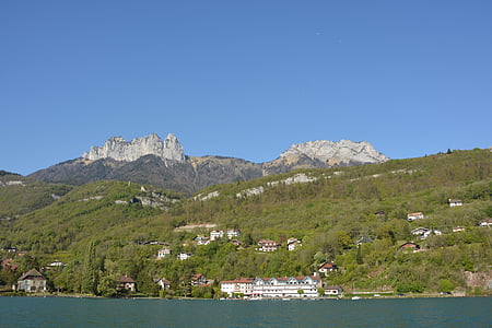 Annecy, Alpy, Mountain, Haute-savoie, Sky, modrá, Annecy lake
