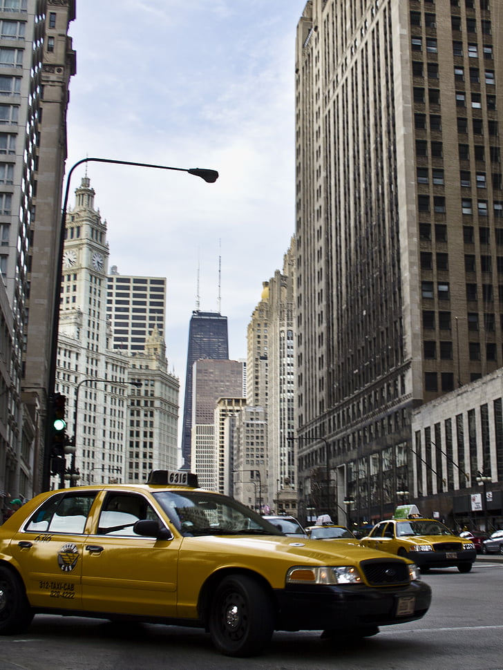 Chicago, taxi, Amerikai Egyesült Államok, Egyesült Államok, Illinois, autók, Amerikai