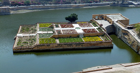 Amber Fort, India, Taman, Danau, Pulau, air, alam