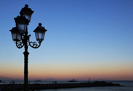 noite, lanterna, abendstimmung, lâmpada de rua, céu, Crepúsculo, poste de luz