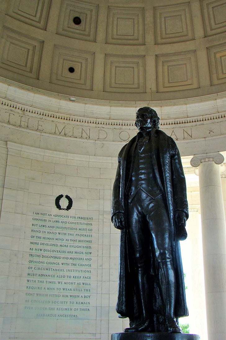 Thomas jefferson memorial, statue, Washington dc, os historie, stiftende far, os landmark, skulptur