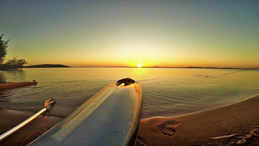été, kayak, coucher de soleil, Brésil, Costa, plage, rayons de soleil