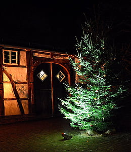 božič, fachwerkhaus, razsvetljava, razpoloženje, Romantični, vzdušje, božični čas