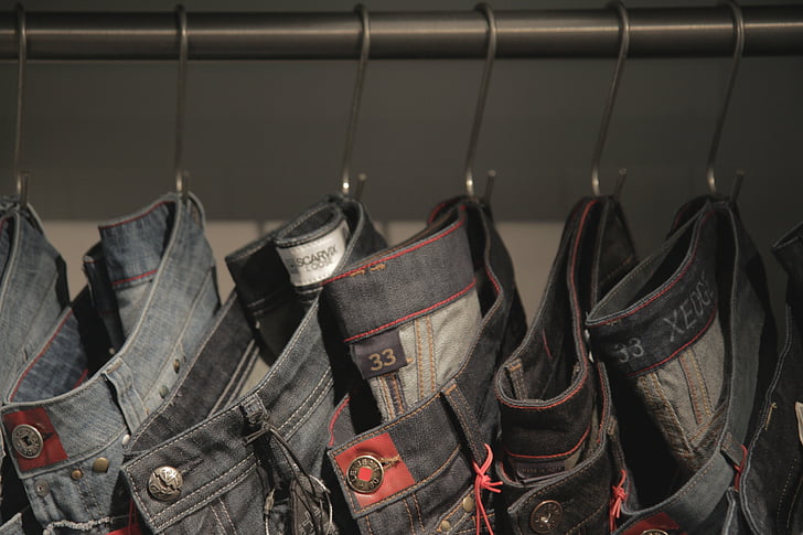 jeans, shopping, trasa, konsistens, mode