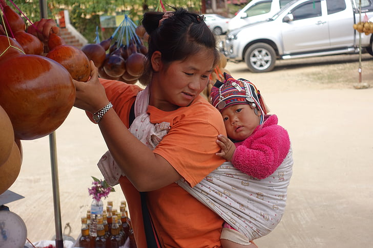 Thailand, Ibu, anak, kasih sayang, rasa aman, orang-orang, budaya