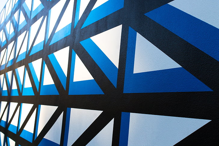Art, fons, línies, fons collita, blau, forma de triangle, arquitectura