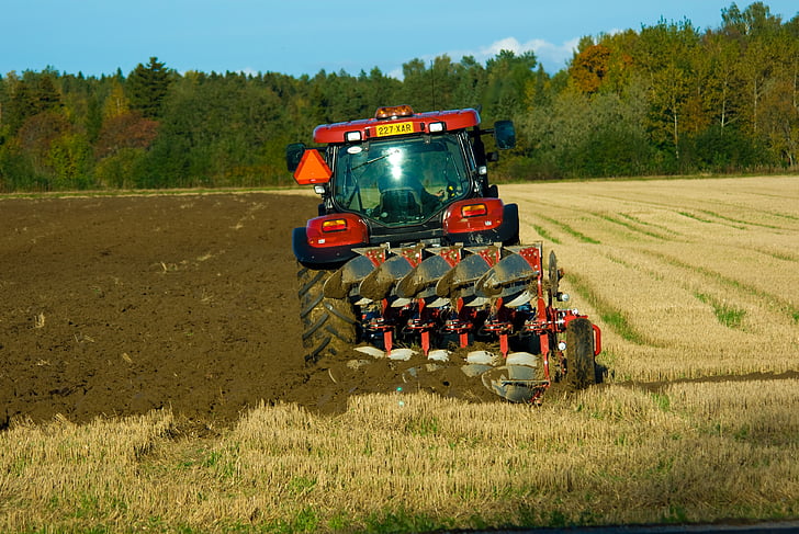 polje, jesen, plug, traktor