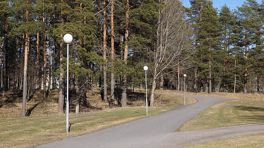 finnish, spring, pavement, street lights, parting of the ways, choice