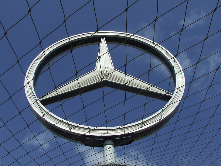 bilindustrin, Daimler, Mercedes, Mercedes star, stjärnigt, bil logotyp, arkitektur