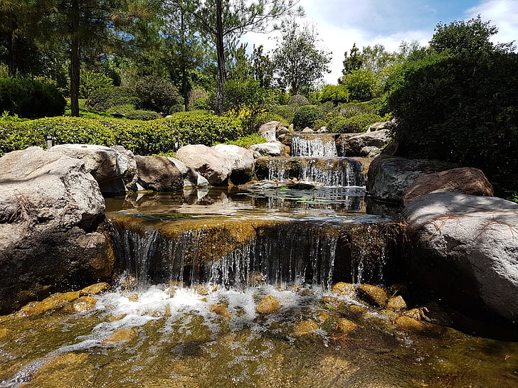 川, 庭園メキシコ, 水, 岩, 滝, 石, ロック - オブジェクト