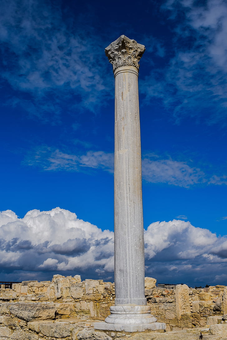 Kypros, Kourion, antiikin, sivuston, sarake, korinttilainen järjestyksessä, taivas