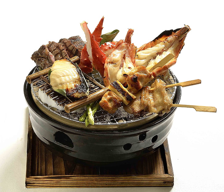 asian food, barbecue, seafood