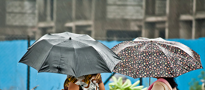 parasol, deszcz, ludzie, Pogoda, ochrony, mokra, kobiety
