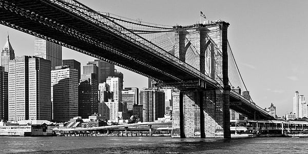 Ню Йорк, архитектура, забележителност, живописна, брегова, мост, Бруклин