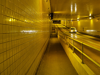 tunnel, car, road, transport, motion, blur, vehicle