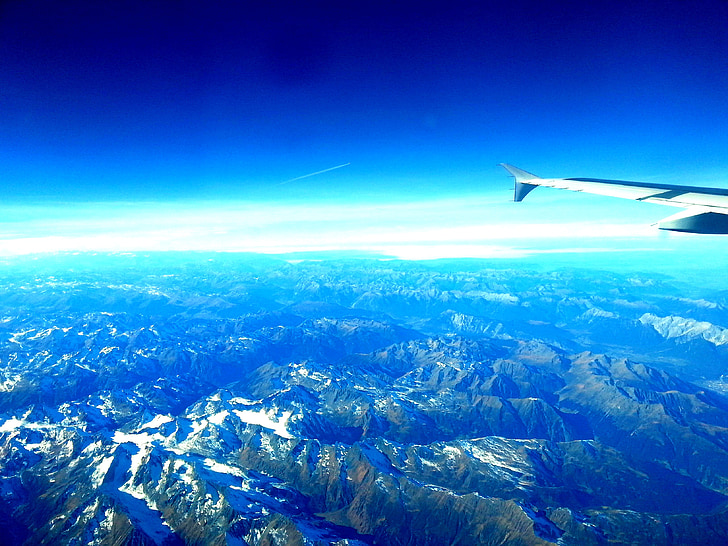 langit, Alpen, Swiss, pesawat, jendela, pegunungan, Gunung