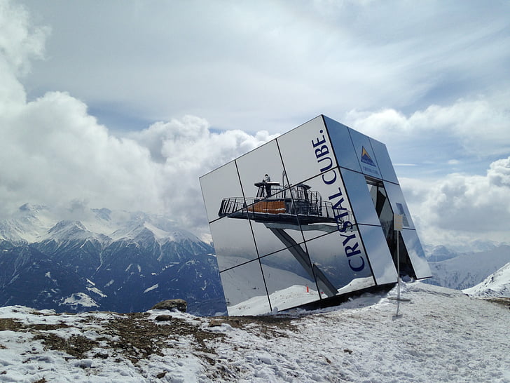 Ice cube, Tirol, Serfaus, kar, dağ, Kış, Avrupa Alpleri