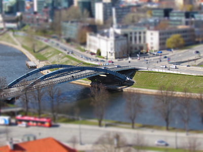 Vilnius, ponte, Tilt-shift, cidade, Lituânia, Lietuva, cidade