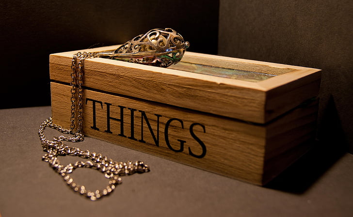 šperky, šperky, Drevená krabica, príslušenstvo, náhrdelník, príslušenstvo, biely kov