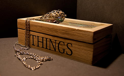 nakit, nakit, drvena kutija, pribor, ogrlica, pribor, bijeli metal