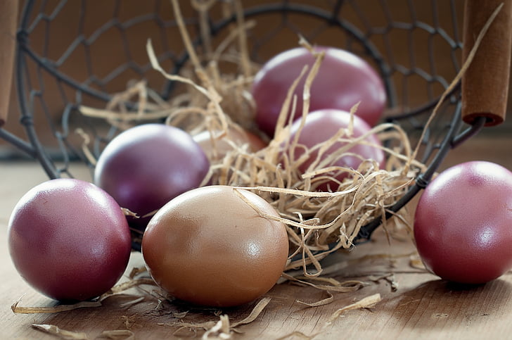 veľkonočné vajíčka, Kôš, Farba, farebné, vajcia, Veľkonočné, vlastné