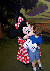 ratón de Minnie, abrazo, Disney, niño, Reino mágico, chico