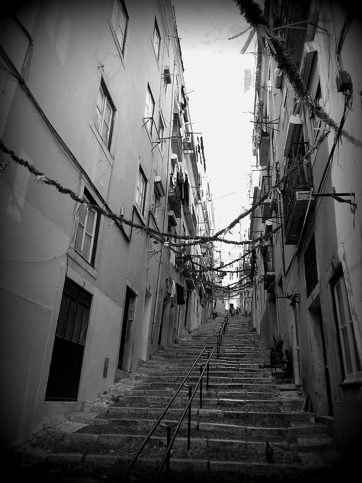 lisbon, city, stairs, steps