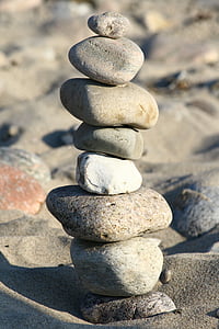 paplūdimys, akmenys, žaisti, įdomus, skulptūra, smėlio, pakrantė