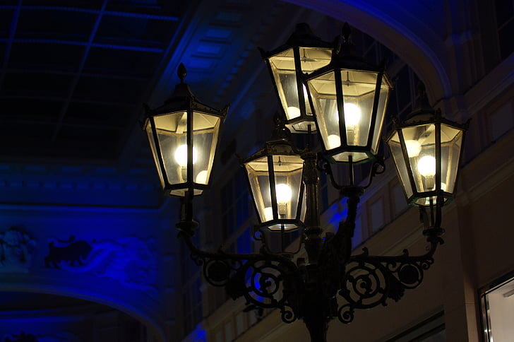 lanterne, nat, lys, lampe, belysning, aften, gadelygte