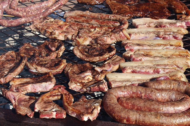 vleesproducten, Worst, schnitzels, buikspek spek, Grill, barbecue, eten