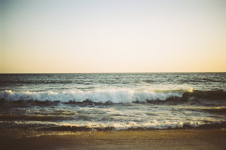morze, fale, w ciągu dnia, Plaża, piasek, Brzeg, Ocean