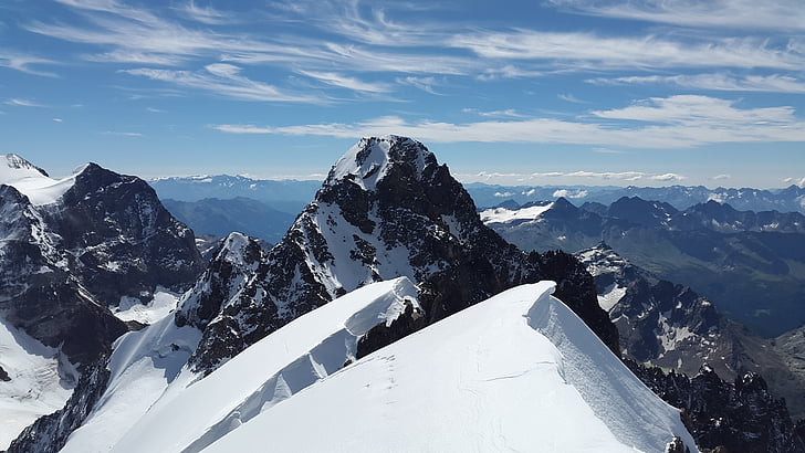 Piz roseg, montanhas altas, Bernina, cúpula de neve, Alpina, montanhas, geleira